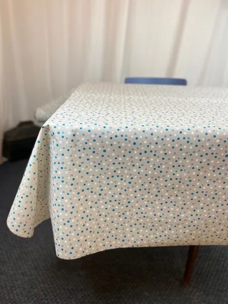 Textilvaxduk blåvit prick