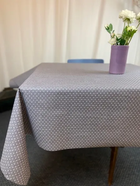 Textilvaxduk småprick grå botten